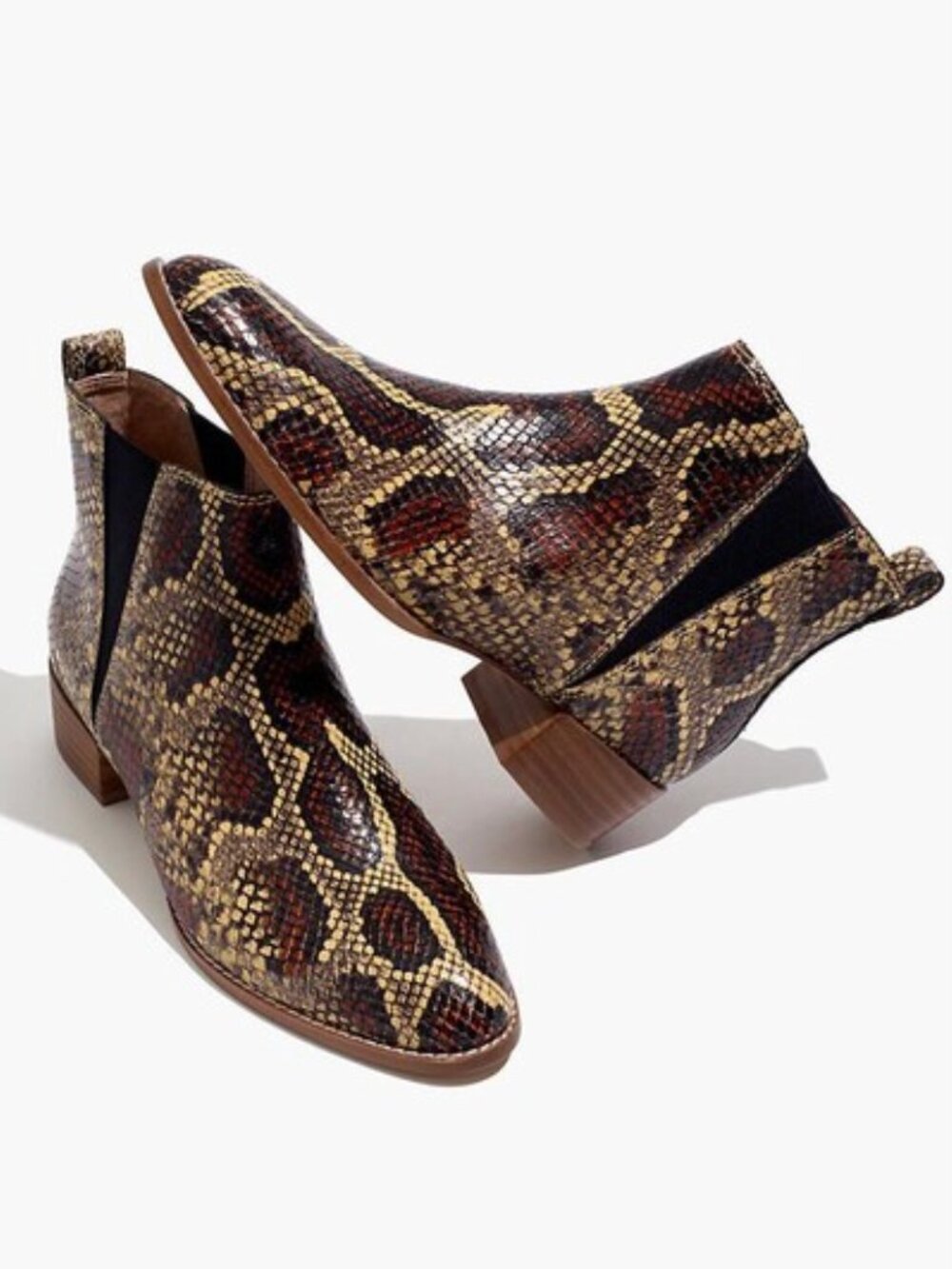 Madewell Leather Ankle Boots Size 7 Genuine Snake Carina Chelsea Slip On Booties